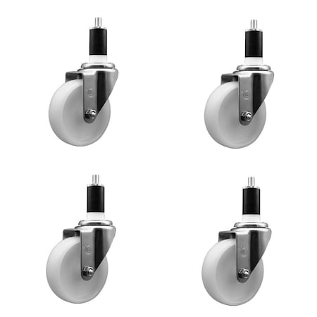 Service Caster 4'' Nylon Wheel Swivel 1-3/8'' Expanding Stem Caster Set, 4PK SCC-EX20S414-NYS-138-4